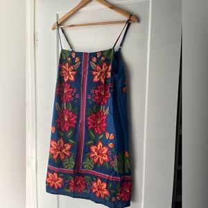 Linen Blend Floral Shift Mini Dress From Brazil